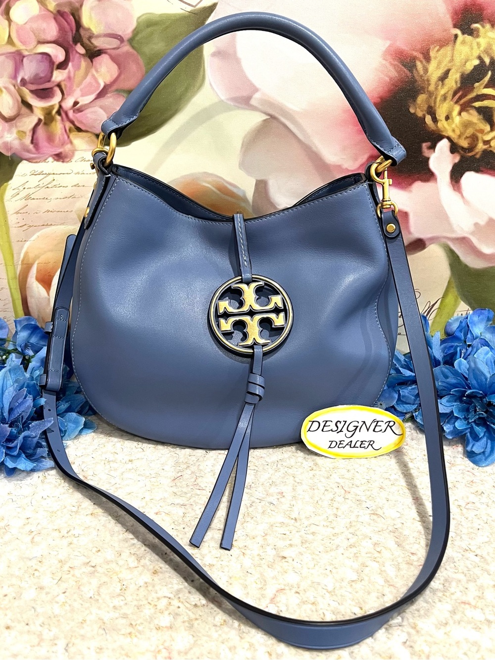 Tory Burch Small Miller Slouchy Hobo Crossbody Bag Pastel Blue